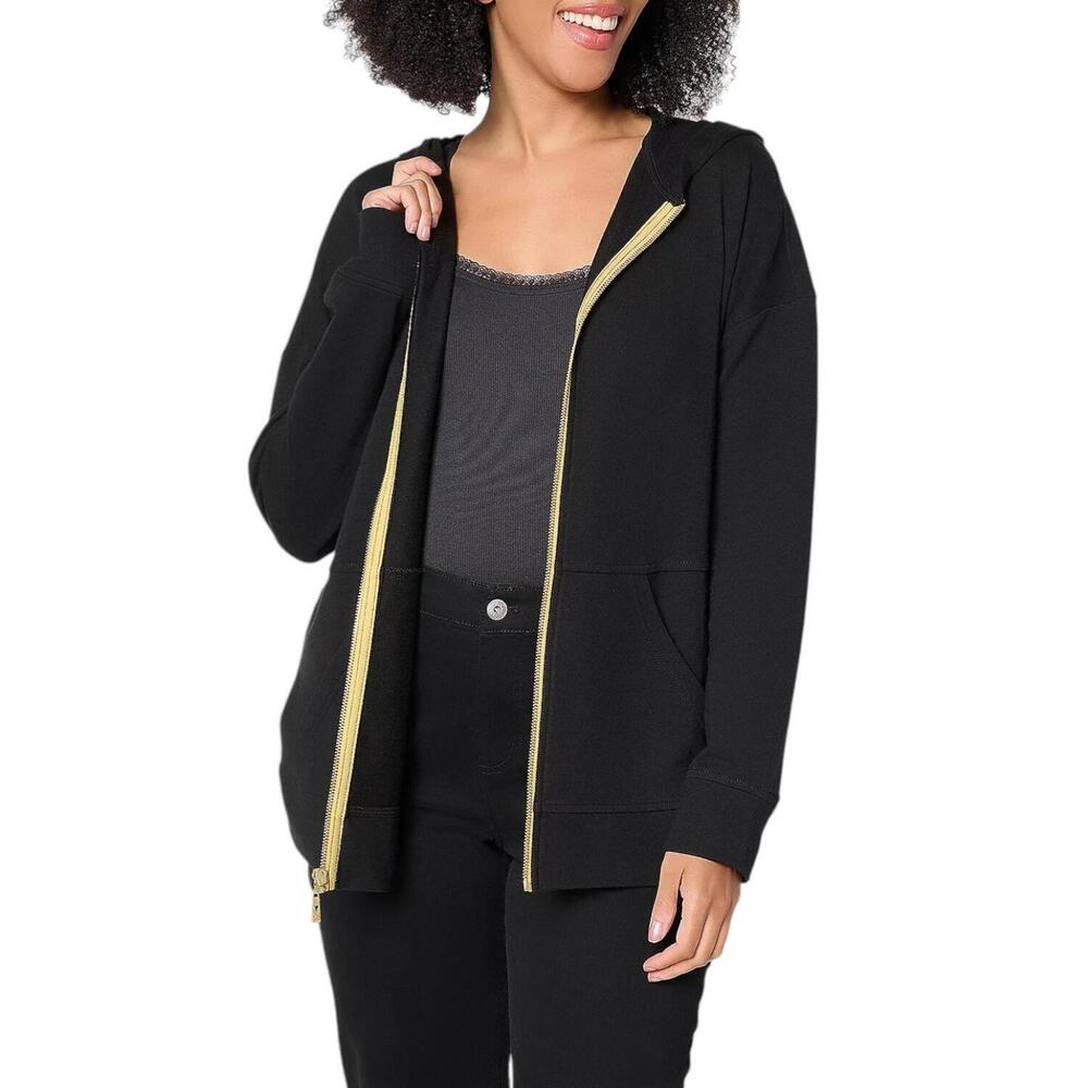Belle by Kim Gravel Women's French Terry Golden Zip Hoodie Black - Regular